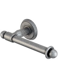 Wrought-Steel Euro Toilet-Paper Holder with Classic Rosette in Antique Steel.